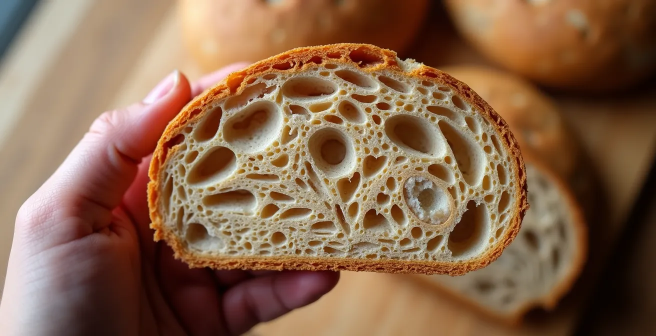 Makroaufnahme von traditionellem Schweizer Vollkornbrot mit sichtbarer Textur