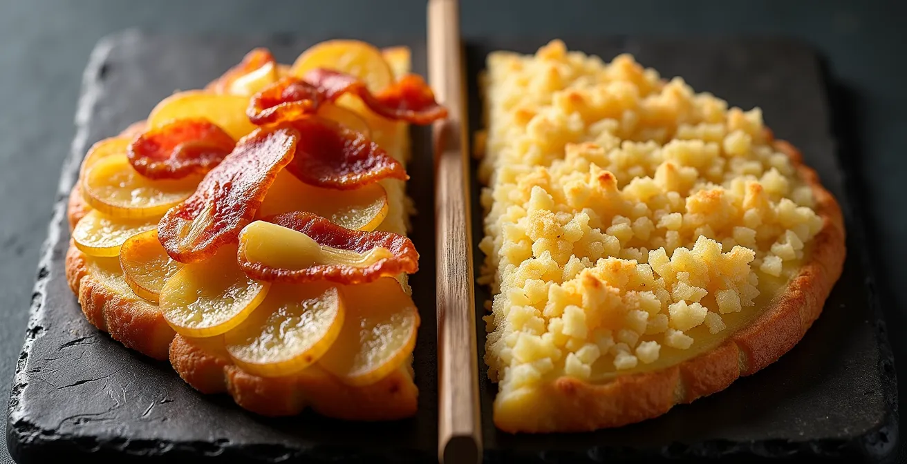Geteiltes Bild zeigt Berner und Zürcher Rösti-Varianten nebeneinander