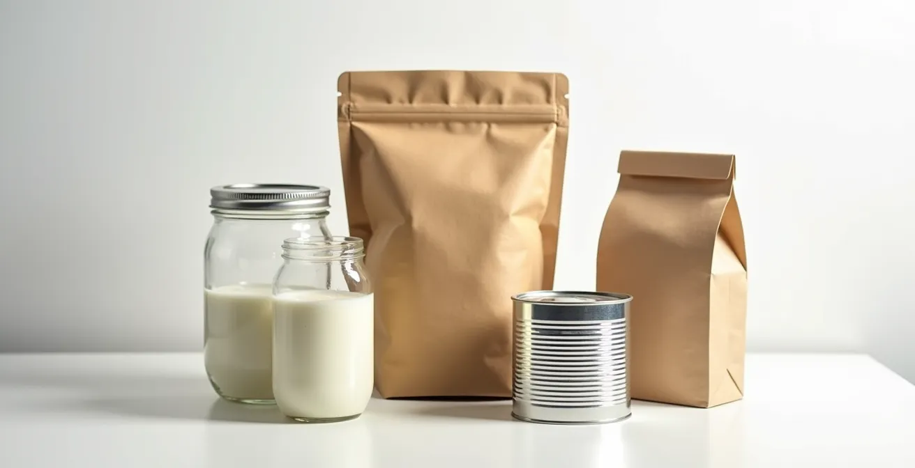 Verschiedene Verpackungsmaterialien in einem Schweizer Unverpackt-Laden